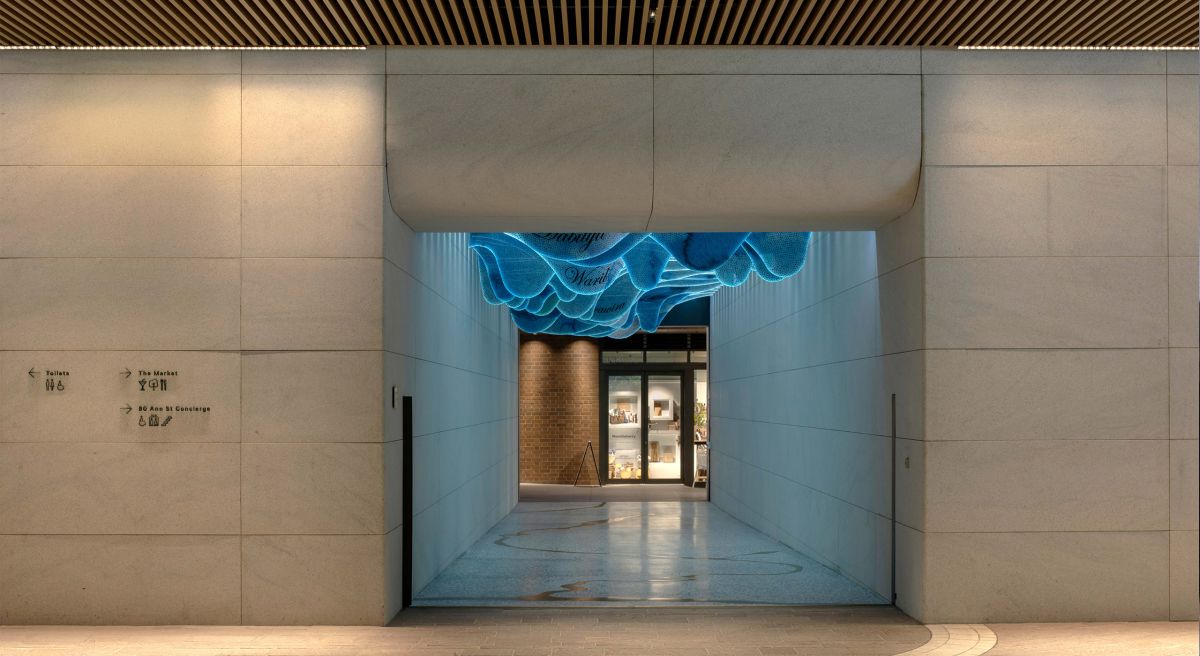 Walkway through to concierge and market at 80 Ann Street