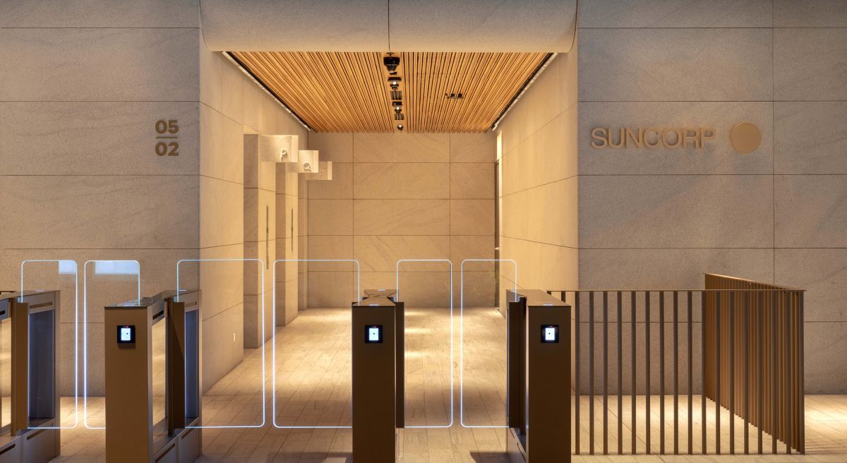 Entry to building with security gates