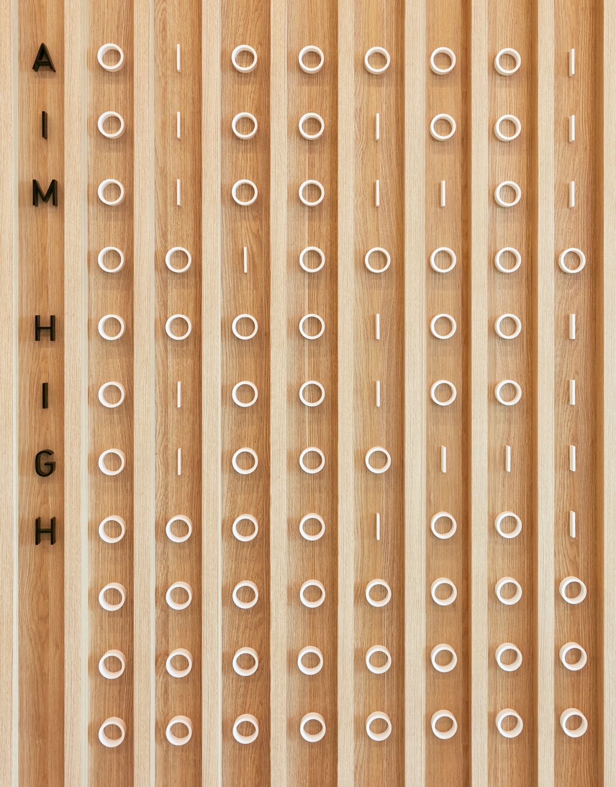 Detailed image of  graphics reflecting use of binary code on wall