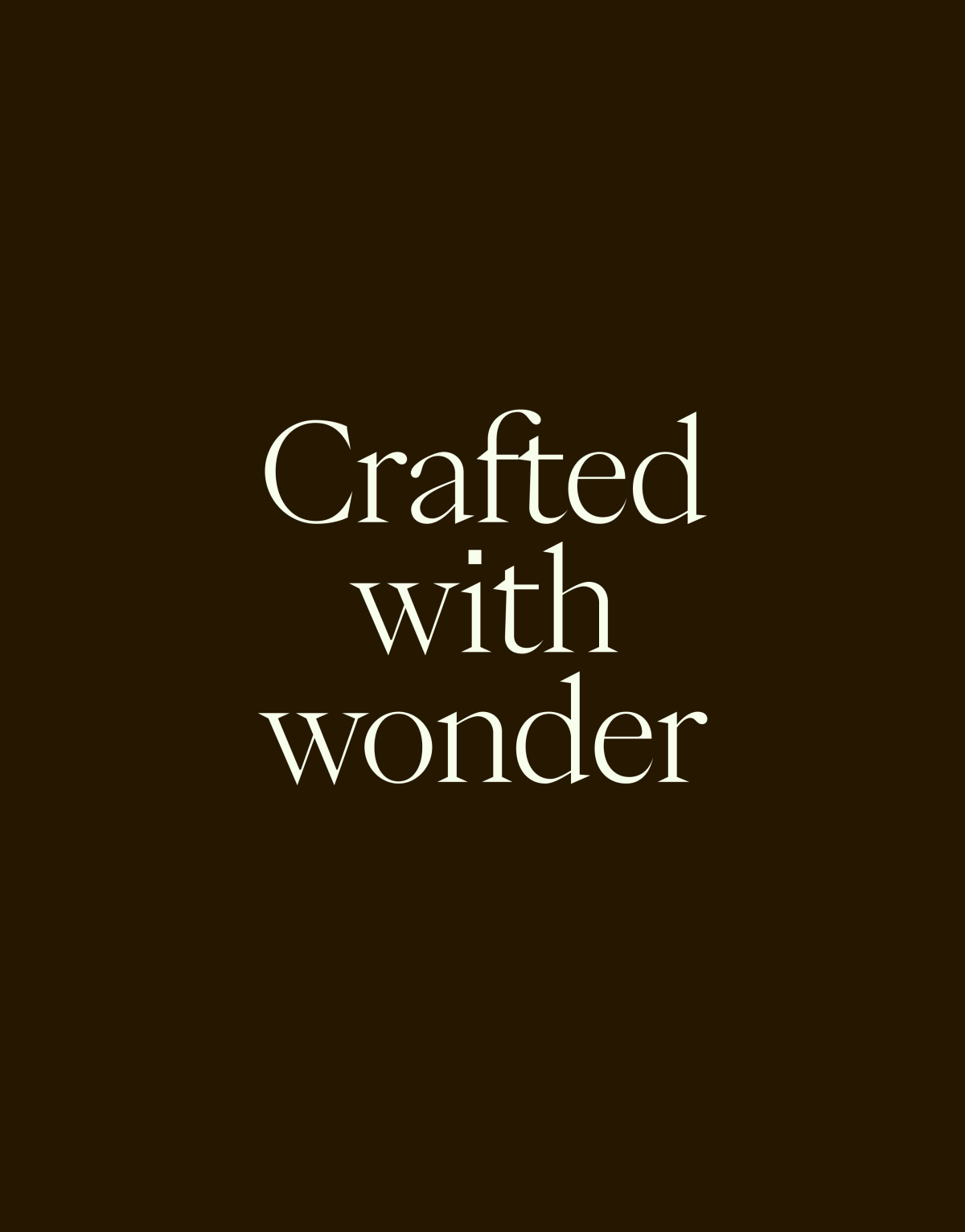 Graphic text 'Crafted with wonder'