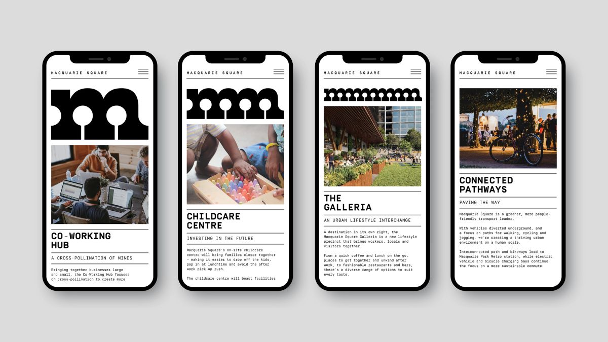 Macquarie Sqaure wesbite displayed on iphones