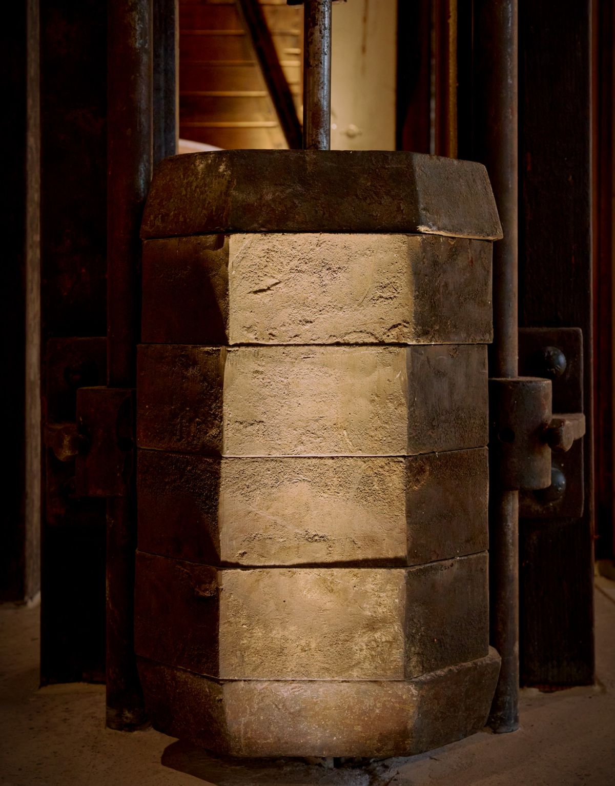 Stone weights inside Machine Hall