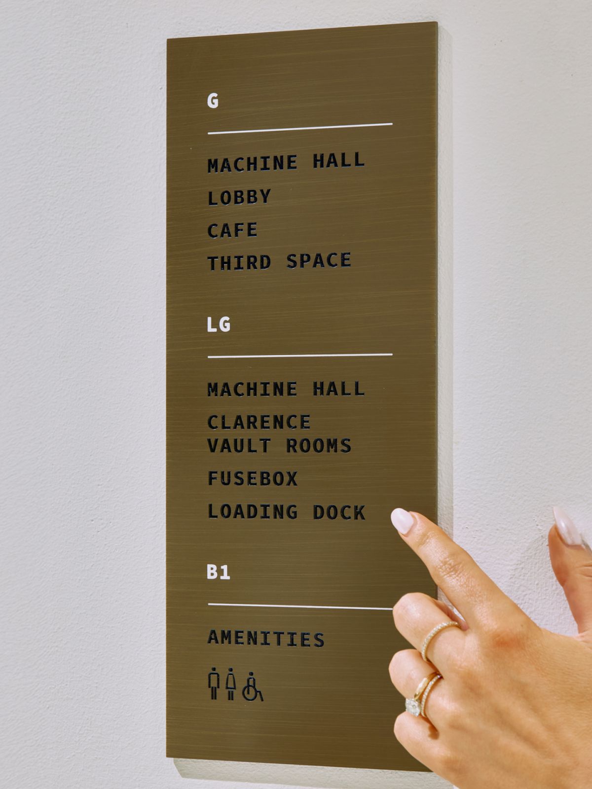 Elevator signage at Machine Hall