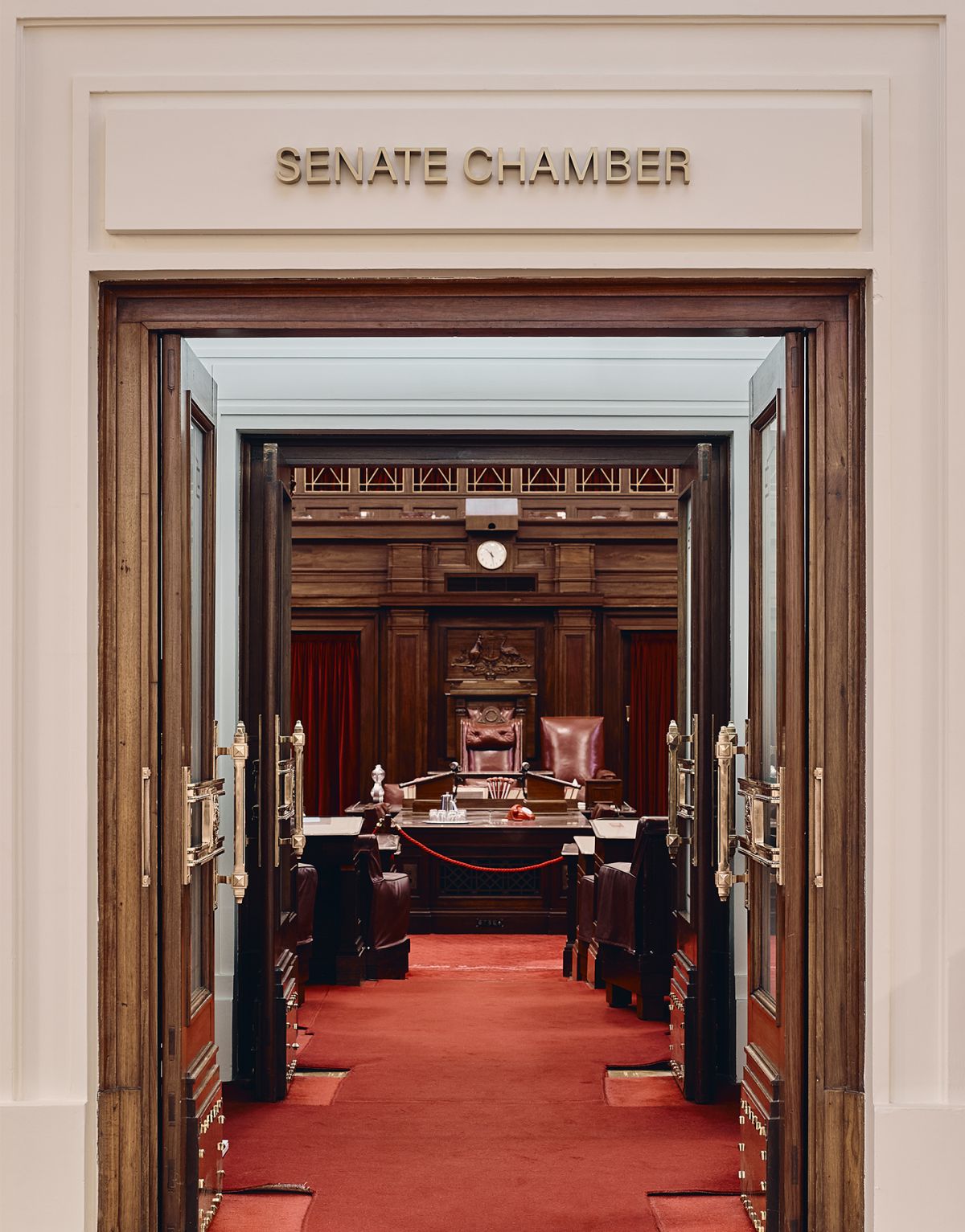 Senate Chamber sign outside senate chamber room