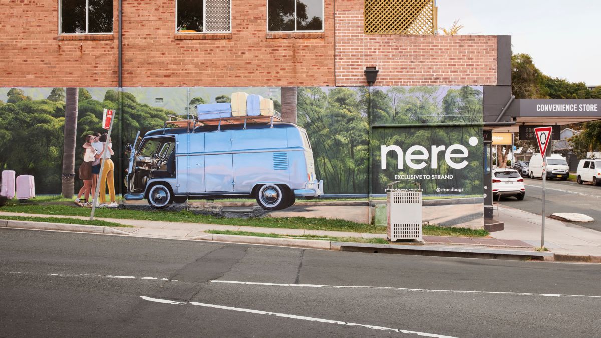 Nere van on street billboard