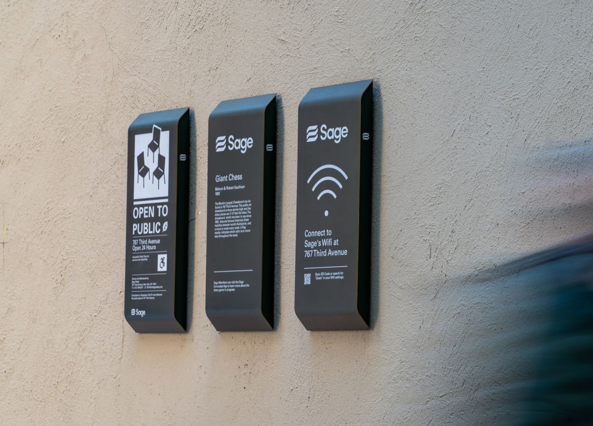 Close up of outdoor Sage signage